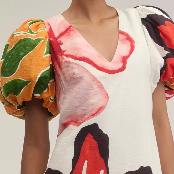 ANTHROPOLOGIE | Floral Puff-Sleeve A-Line Maxi Dress | NWT - Picture 8 of 16